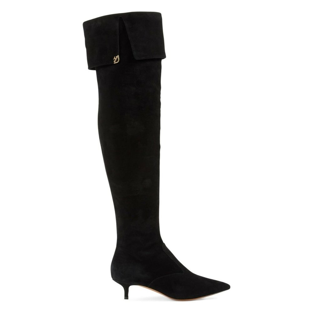 $650 TORY BURCH Elizabeth Pointy Toe Over the Knee Boot KITTEN BLACK 7  (M30)